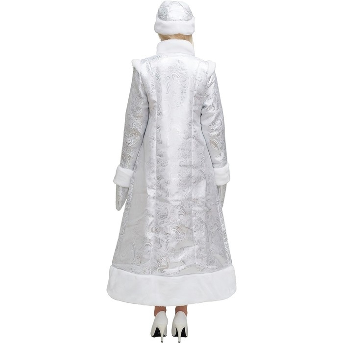 Карнавальный костюм «Снегурочка», шуба из парчи длинная, цвет серебристый, р. 50 Карнавальный костюм «Снегурочка», шуба из парчи длинная, цвет серебристый, р. 50