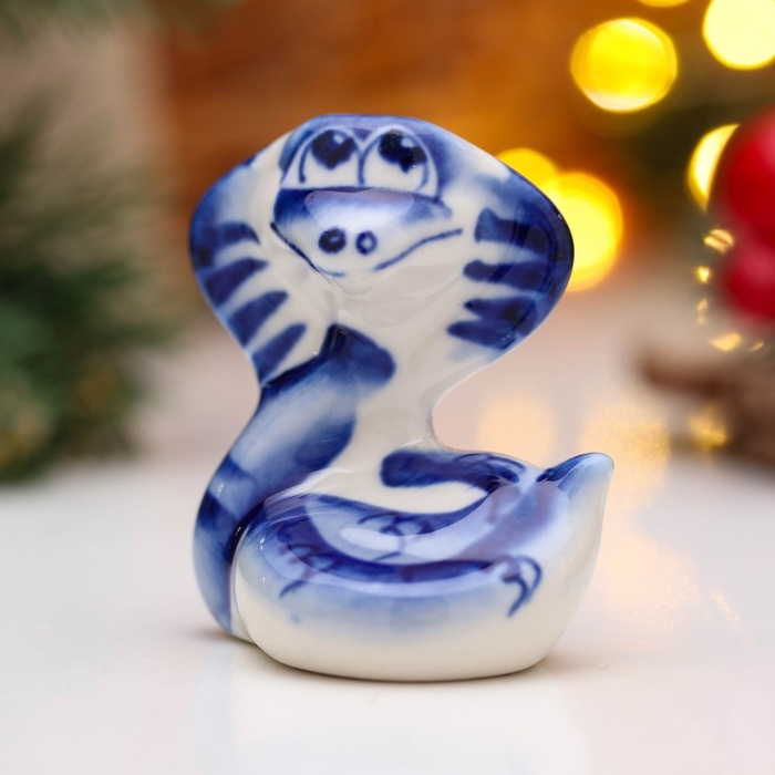 Сувенир Сувенир "Змея Ляля" 6х5,5см, гжель