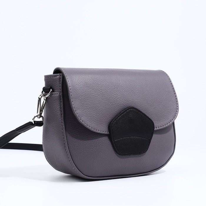 Сумка-мессенджер RICHET на магните, наружный карман, длинный ремень, цвет серый