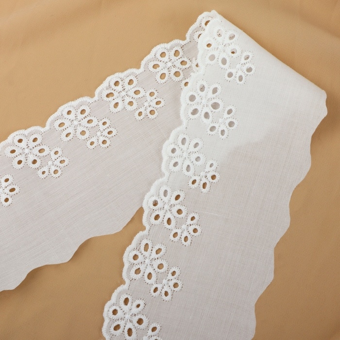Кружево шитьё, 75 мм × 13 ± 1 м, цвет белый
