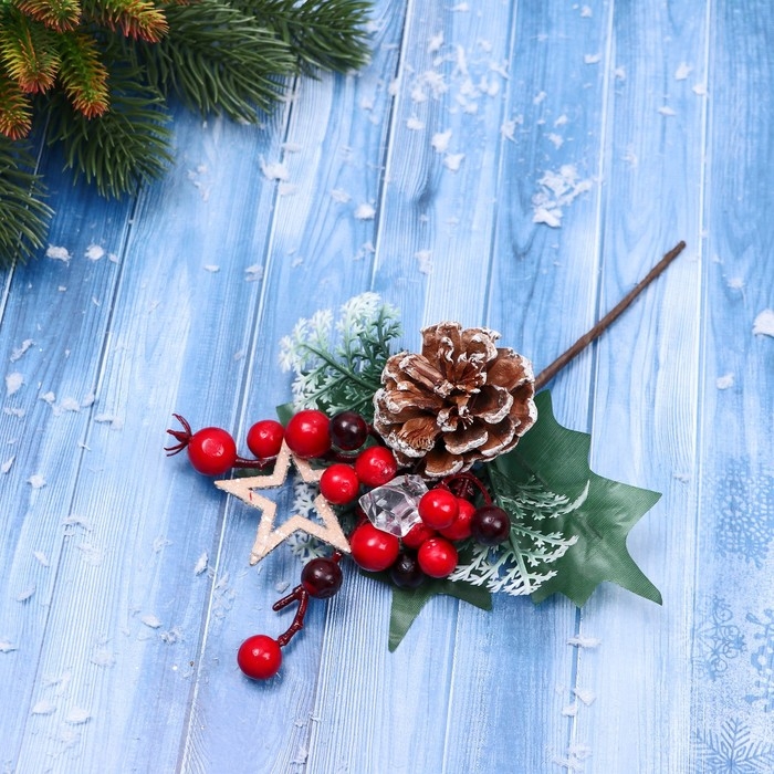 Декор  Декор "Зимние грезы" яркая звезда шишка ягоды, 18 см