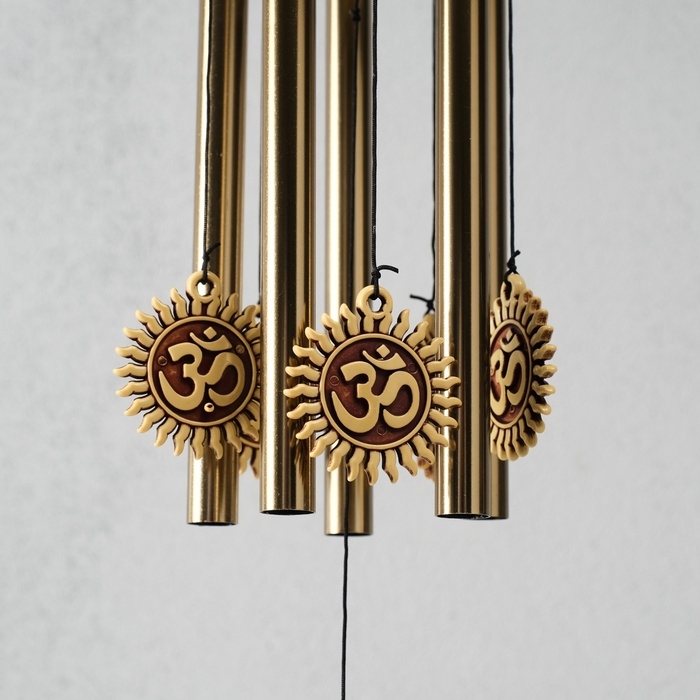 Музыка ветра металл, дерево Музыка ветра металл, дерево "Символ Ом в солнце" 5 трубок 60 см