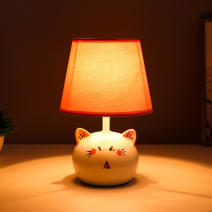 Настольная лампа  Настольная лампа "Киса" Е14 40Вт бело-розовый 17х17х27 см RISALUX