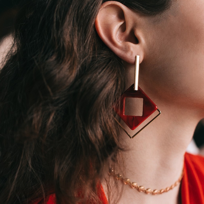 Серьги ассорти «Иллюзия», цвет ярко-красный в золоте Серьги ассорти «Иллюзия», цвет ярко-красный в золоте