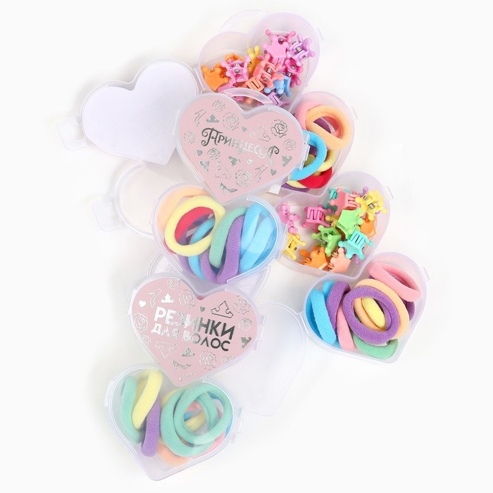 Набор подарочный, резинка для волос 20 шт, заколка крабик 20 шт, Принцессы Набор подарочный, резинка для волос 20 шт, заколка крабик 20 шт, Принцессы