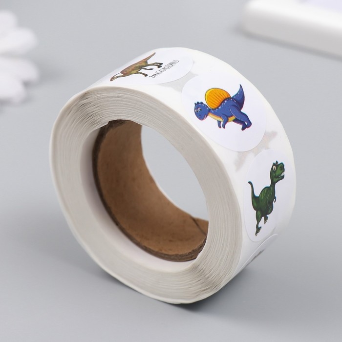 Наклейка бумага Наклейка бумага "Дино парк" d=2,5 см 500 шт в рулоне