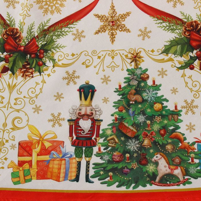 Скатерть новогодняя Этель "Новогодние игрушки" d=220см +/-3см с ГВМО, хл100%