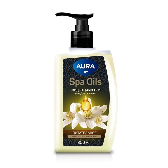 Мыло жидкое для рук и тела 2в1 AURA Spa Oils нероли и масло арганы, 300 мл Мыло жидкое для рук и тела 2в1 AURA Spa Oils нероли и масло арганы, 300 мл