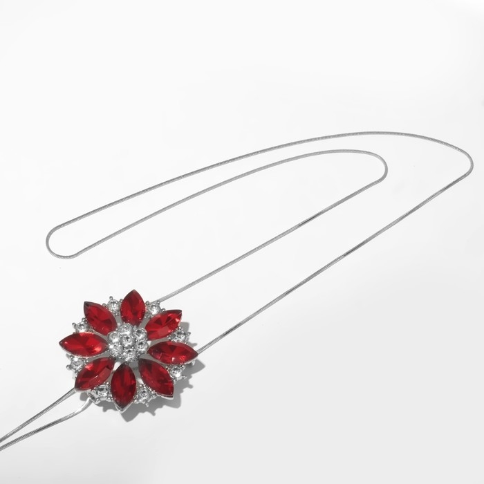 Кулон «Цветок» волшебный, цвет красно-белый в серебре, 70 см