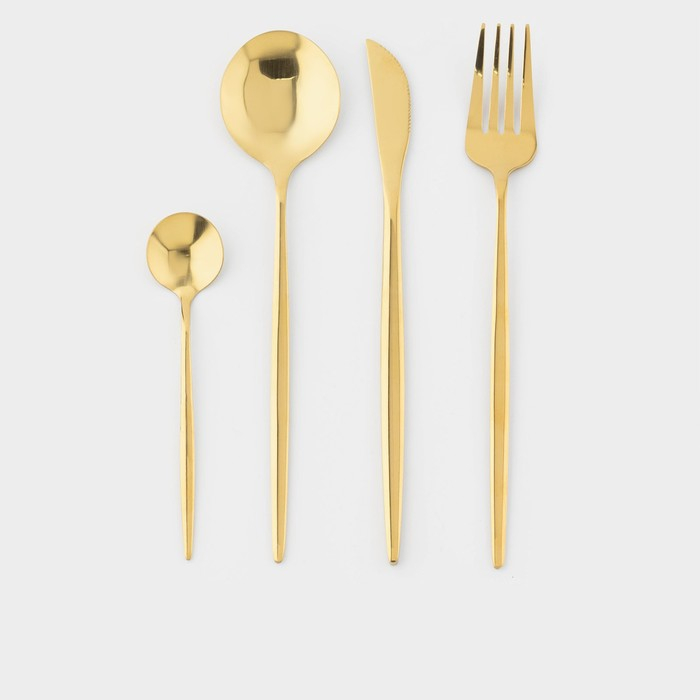 Столовые приборы из нержавеющей стали «Оску», 24 предмета, в коробке, цвет золотой Столовые приборы из нержавеющей стали «Оску», 24 предмета, в коробке, цвет золотой