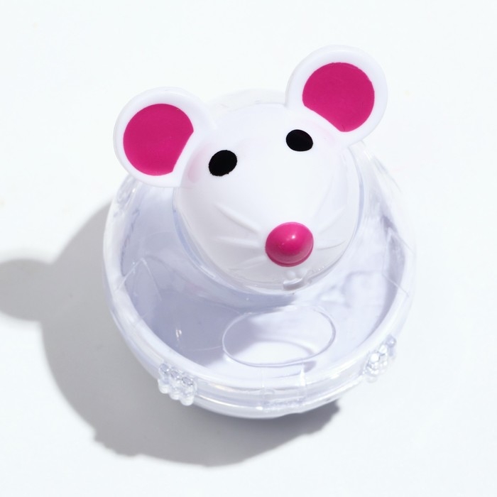 Игрушка-неваляшка  Игрушка-неваляшка "Мышка" с отсеком для лакомств (лакомства до 1 см), 4,7 х 6,5 см, белая