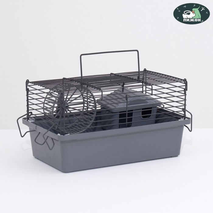 Клетка-мини для грызунов Клетка-мини для грызунов "Пижон" №1-1, с наполнением, 27 х 15 х 13 см, серая