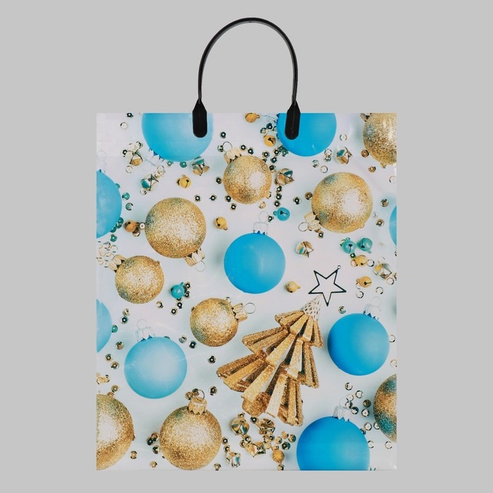 Новый год. Пакет Новый год. Пакет "Елочка с шарами", полиэтиленовый с пластиковой ручкой, 38х45 см.