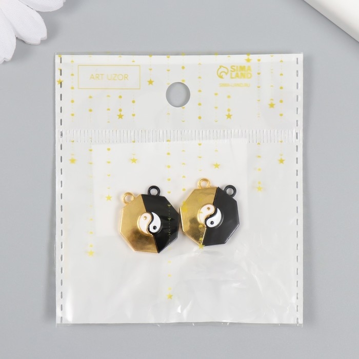 Замок магнитный металл Замок магнитный металл "Инь-ян" чёрный и золотой 2х2,2х0,5 см (набор 2 половинки)