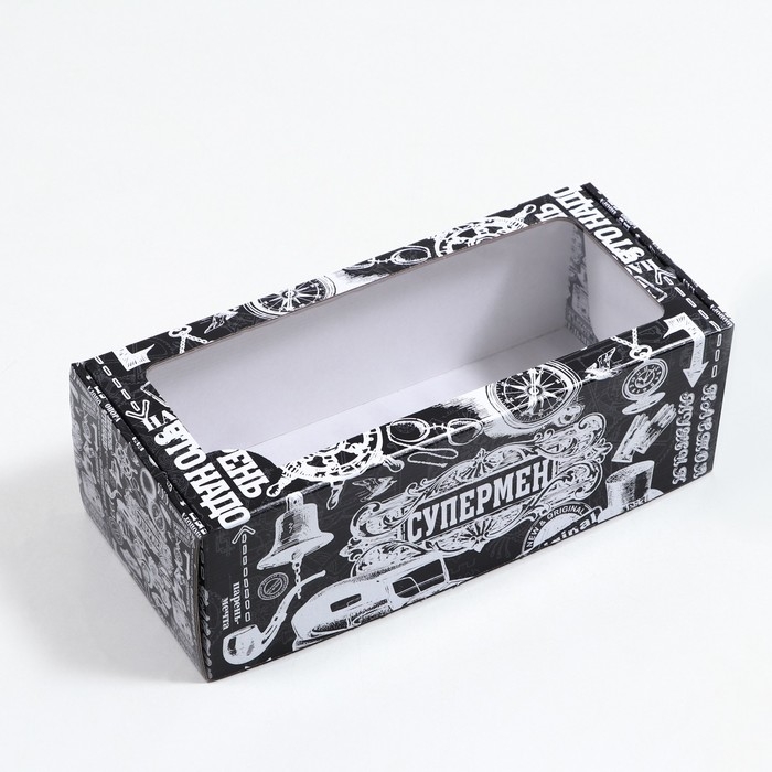Коробка самосборная, с окном, Коробка самосборная, с окном, "Супермен", 16 х 35 х 12 см