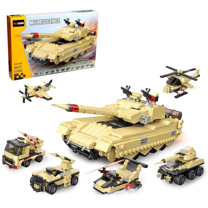 Конструктор блочный «Штурмовой танк», 724 детали Конструктор блочный «Штурмовой танк», 724 детали
