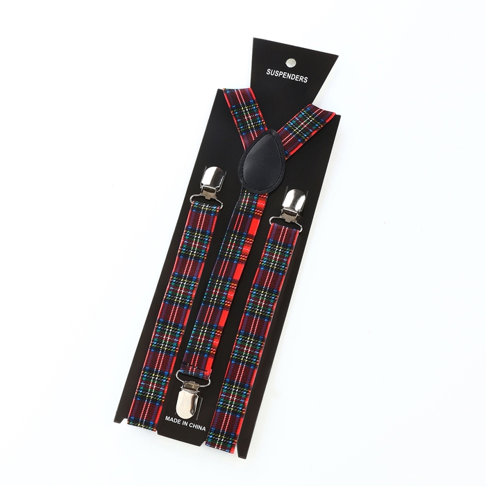 Подтяжки взрослые, ширина 2,5 см, цвет синий/красный Подтяжки взрослые, ширина 2,5 см, цвет синий/красный