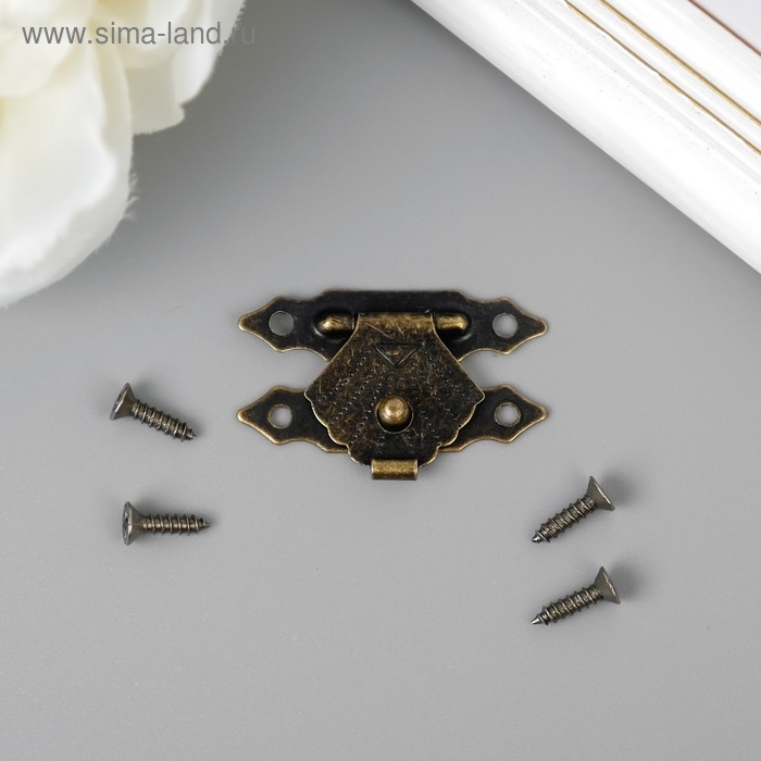 Замок металл для шкатулки бронза + гвозд. набор 10 шт 2х3 см Замок металл для шкатулки бронза + гвозд. набор 10 шт 2х3 см