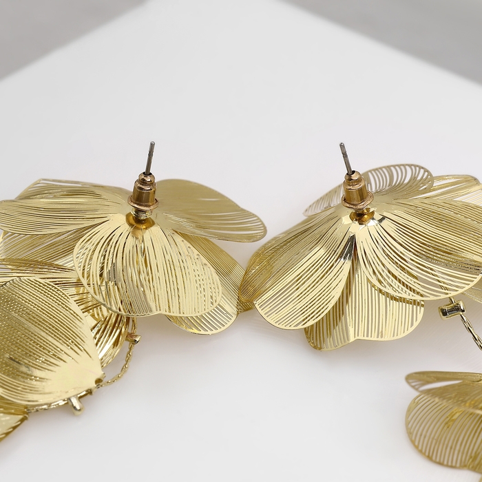 Серьги висячие &laquo;Цветок&raquo; каталея, цвет золото, 10см