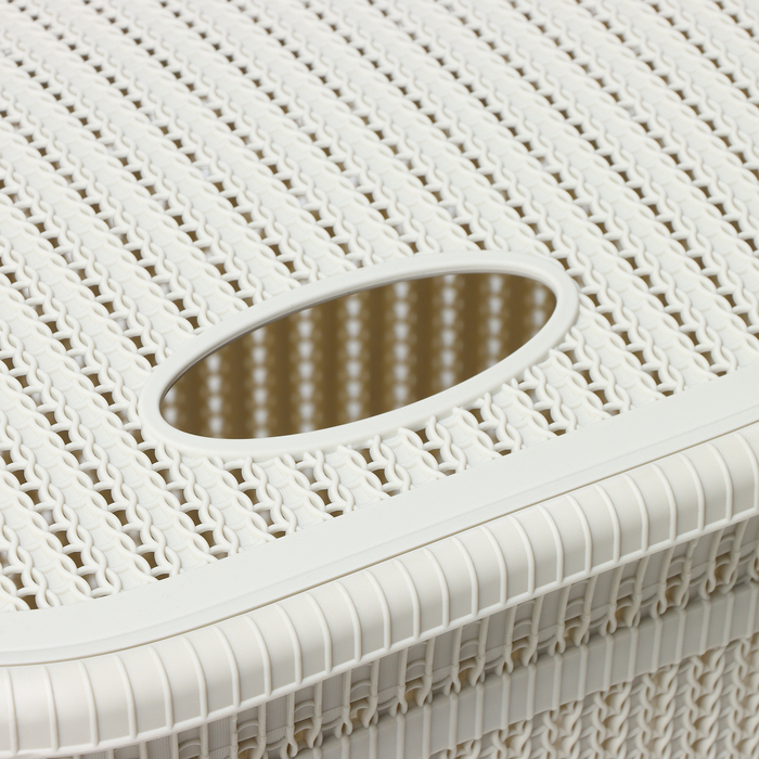 Корзина бельевая с крышкой «Вязание», 55 л, 45×36×57 см, цвет белый ротанг Корзина бельевая с крышкой «Вязание», 55 л, 45×36×57 см, цвет белый ротанг