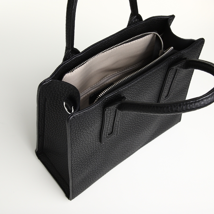 Сумка женская на молнии, TEXTURA, средний размер, цвет чёрный Сумка женская на молнии, TEXTURA, средний размер, цвет чёрный