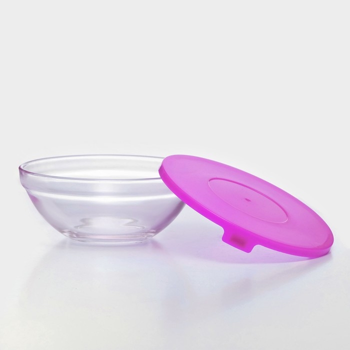 Набор стеклянных салатников с крышками Доляна «Классика», 5 предметов: 100 мл, 200 мл, 300 мл, 400 мл, 850 мл, цвет фиолетовый Набор стеклянных салатников с крышками Доляна «Классика», 5 предметов: 100 мл, 200 мл, 300 мл, 400 мл, 850 мл, цвет фиолетовый