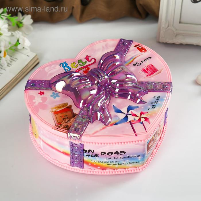 Шкатулка музыкальная механическая Шкатулка музыкальная механическая "Сердце в банте" 16х18х7,5 см МИКС