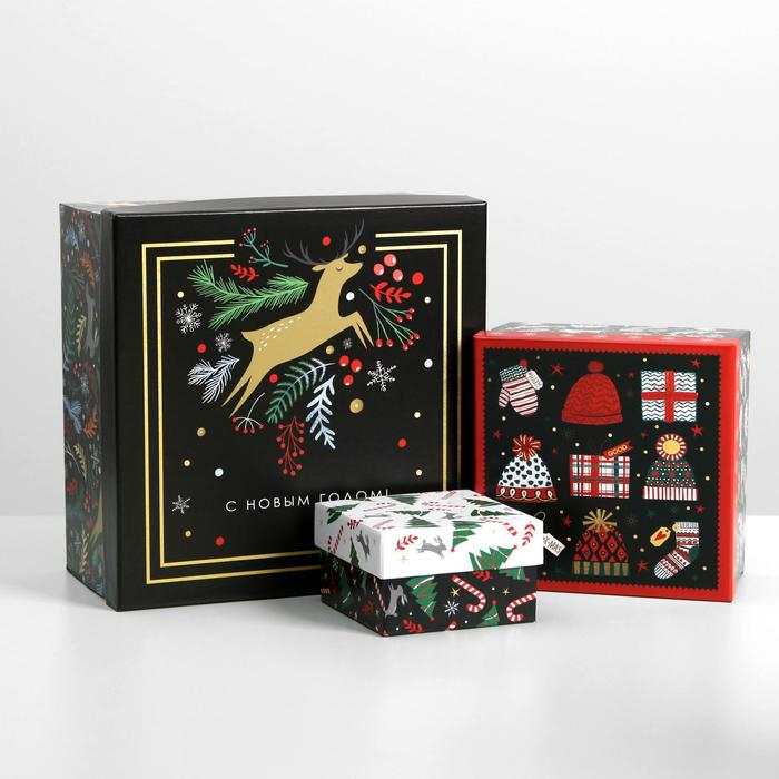 Набор подарочных коробок 10 в 1 «Новогодний», 10 х 10 х 6 ‒ 28 х 28 х 15 см, Новый год