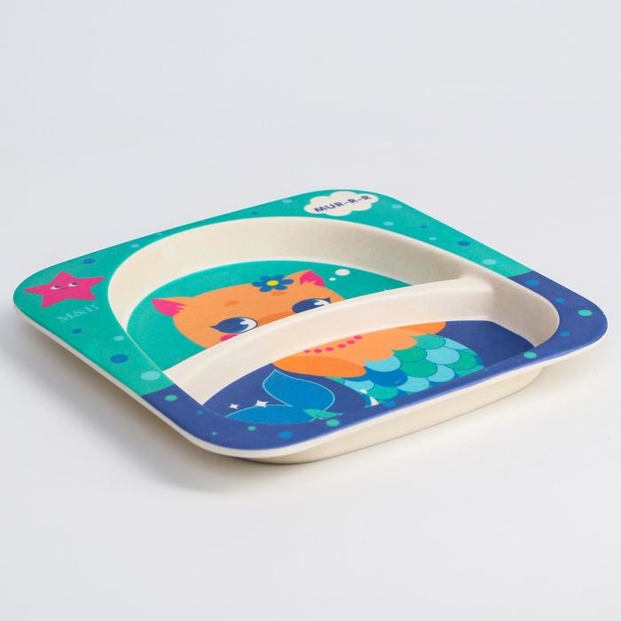 Тарелка детская из бамбука «Малышки», 2 секции, МИКС Тарелка детская из бамбука «Малышки», 2 секции, МИКС