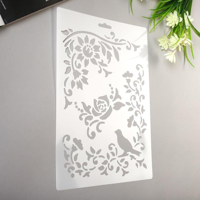 Трафарет Трафарет "Птица в розовом саду" 21х31 см