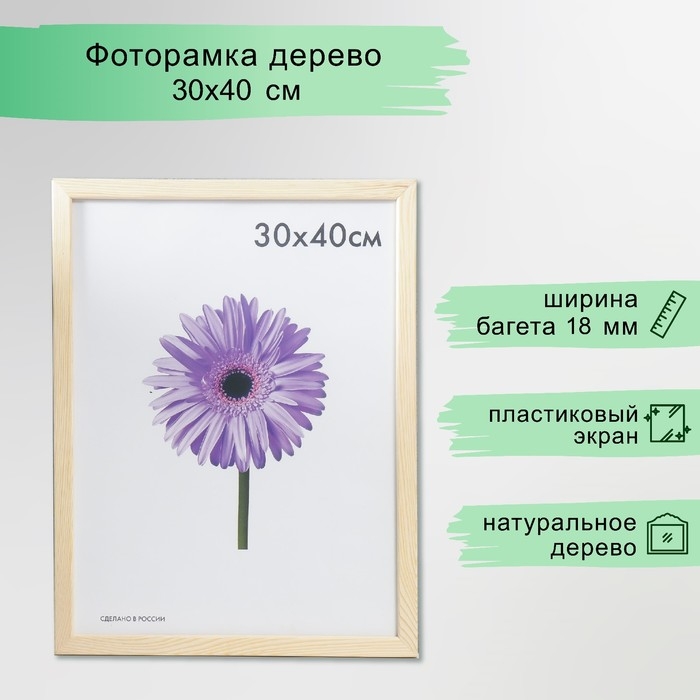 Фоторамка дерево Sasha 30х40 см неокрашенная (пластиковый экран) Фоторамка дерево Sasha 30х40 см неокрашенная (пластиковый экран)