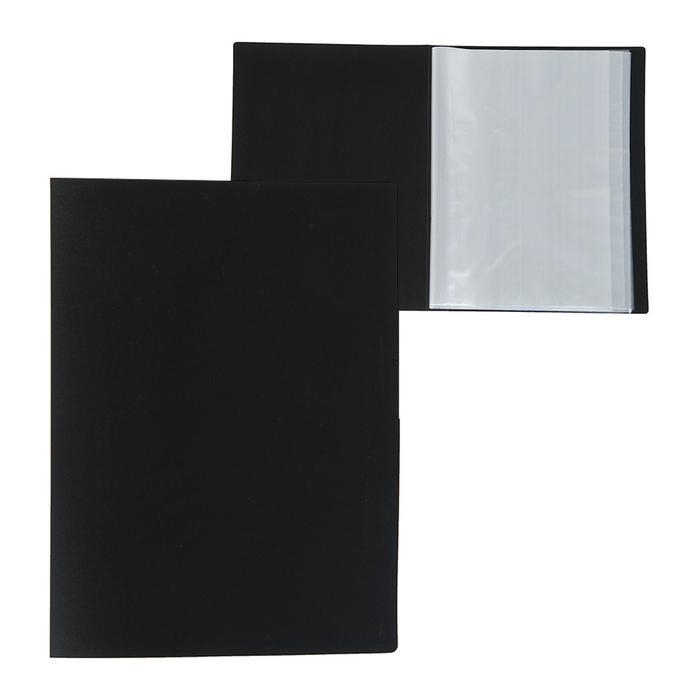 Папка с 40 вкладышами А4, 500 мкм, Calligrata, текстура Папка с 40 вкладышами А4, 500 мкм, Calligrata, текстура "песок", чёрная