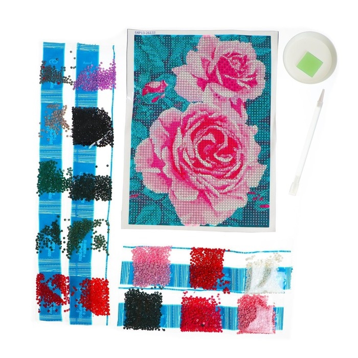Алмазная мозаика с полным заполнением на холсте «Розы на кусте», 15 х 21 см Алмазная мозаика с полным заполнением на холсте «Розы на кусте», 15 х 21 см