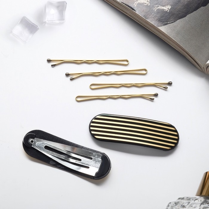 Невидимка для волос  Невидимка для волос "Герти" (набор 10 шт) полосы, 5 см, золото