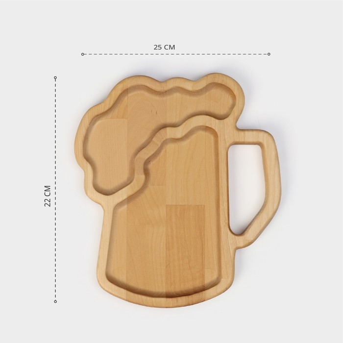 Менажница Adelica для подачи «Пивная кружка», 2 секции, 25×22×1,8 см, пропитано минеральным маслом, в подарочной коробке, берёза Менажница Adelica для подачи «Пивная кружка», 2 секции, 25×22×1,8 см, пропитано минеральным маслом, в подарочной коробке, берёза