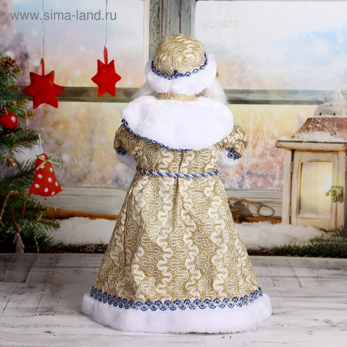 Дед Мороз  Дед Мороз "Шик" в сине-золотой шубке с посохом, двигается, 47 см