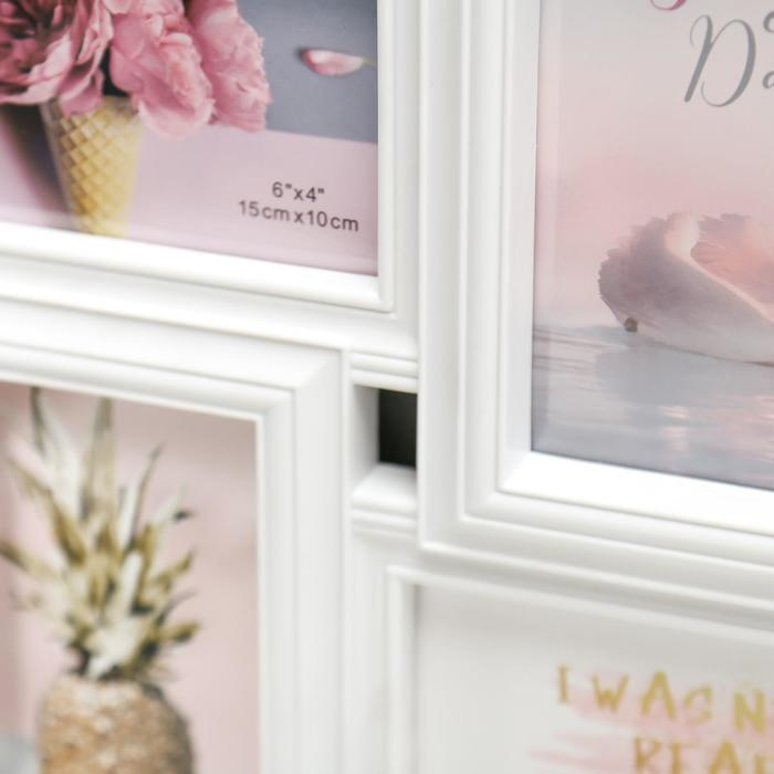 Фоторамка пластик на 6 фото 10х15 см "Ты и я" белая 39х46,5 см