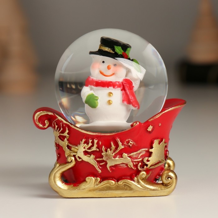 Сувенир полистоун водяной шар Сувенир полистоун водяной шар "Новогодний поезд и сани" набор 4 шт 24,7х4,5х6 см