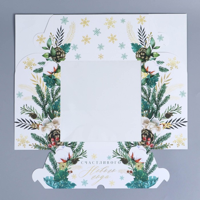 Коробка складная на 9 капкейков с окном «Счастливого Нового года», 25 х 25 х 10 см, Новый год Коробка складная на 9 капкейков с окном «Счастливого Нового года», 25 х 25 х 10 см, Новый год