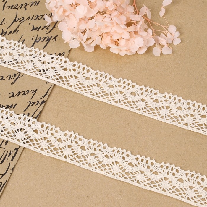 Кружево вязаное, 28 мм × 10 ± 1 м, цвет бежевый Кружево вязаное, 28 мм × 10 ± 1 м, цвет бежевый