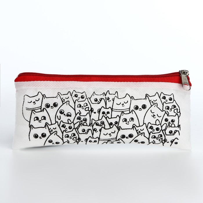 Пенал под раскраску  Пенал под раскраску "Котики", цвет красный