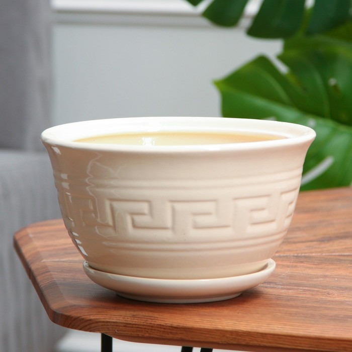 Горшок цветочный Меандр №2 2л 14*21см 1сорт белый МИКС Горшок цветочный Меандр №2 2л 14*21см 1сорт белый МИКС