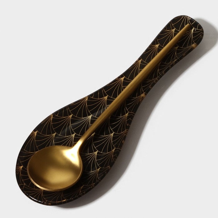 Подставка стеклянная под ложку Доляна «Золотое перо», 23,5×8,3 см Подставка стеклянная под ложку Доляна «Золотое перо», 23,5×8,3 см