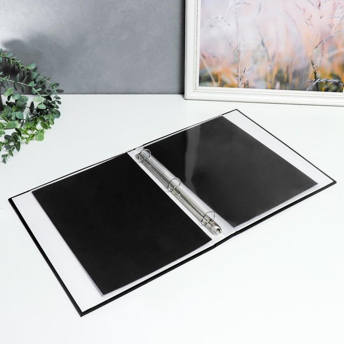 Фотоальбом на кольцах 30 листов+30 файлов Фотоальбом на кольцах 30 листов+30 файлов "Планеты" чёрные листы 31,4х25,8х5 см