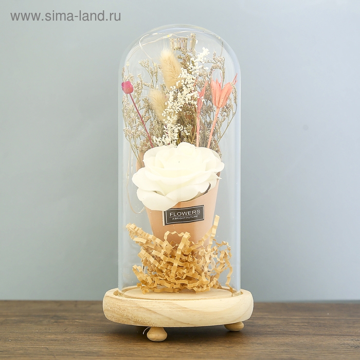 Ночник Ночник "Колба с розой в букете" LED 3ААА МИКС 23х11х11 см RISALUX