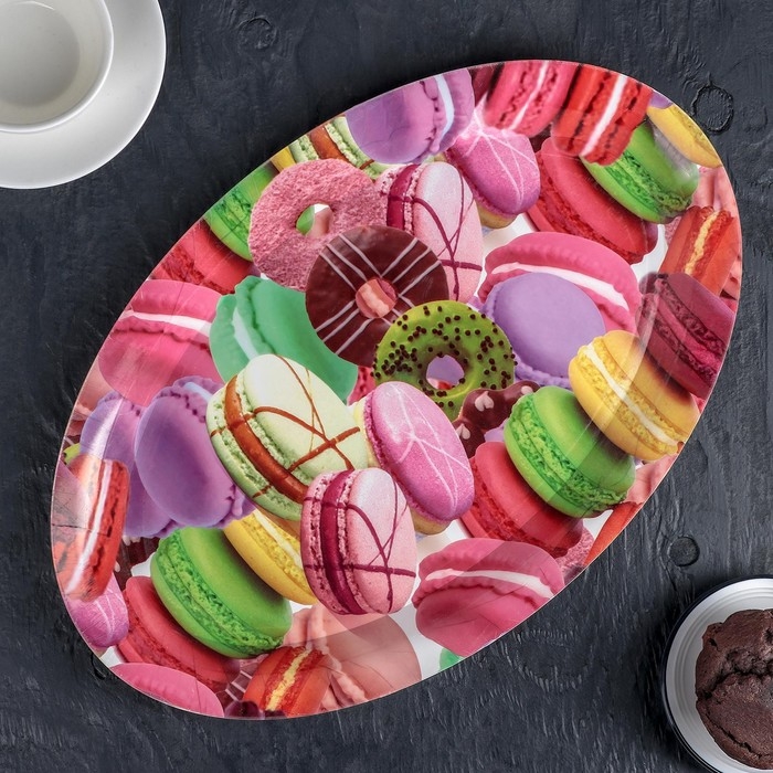 Поднос овальный Доляна «Макаруны», 37×24×3 см, цвет МИКС Поднос овальный Доляна «Макаруны», 37×24×3 см, цвет МИКС