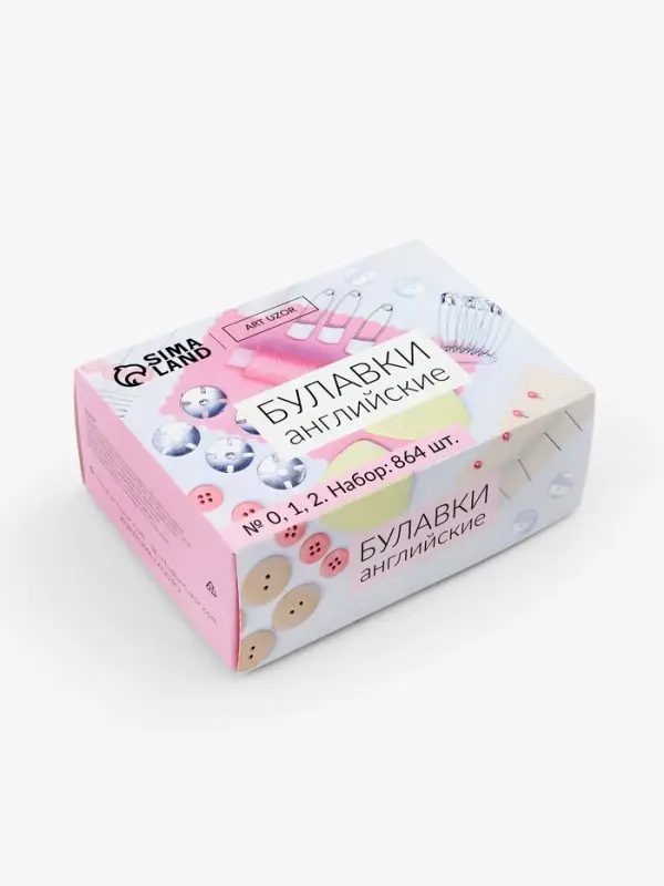 Набор булавок английских, 28 / 31 / 37 мм, 864 шт., цвет серебряный