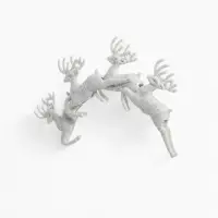Ёлочные игрушки 4 шт. &laquo;Зимнее волшебство. Белый скачущий олень&raquo; пластик, 9&times;5 см