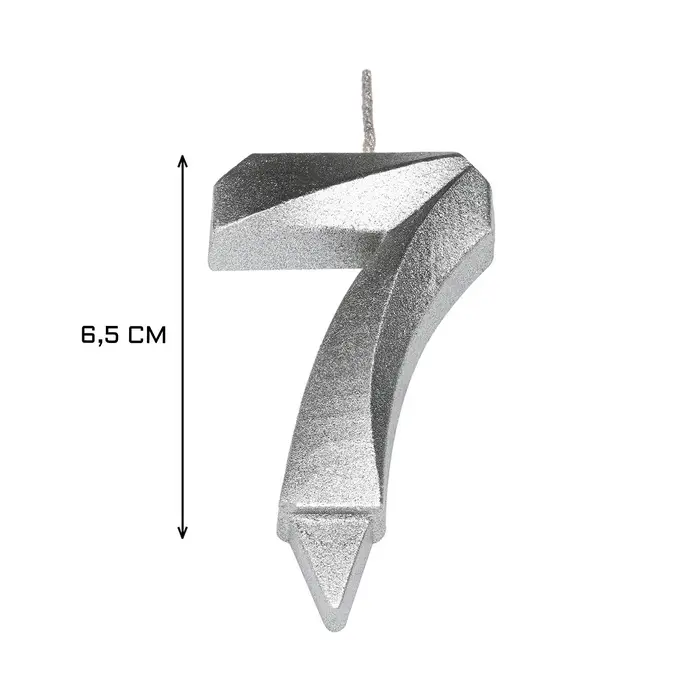 Свеча в торт «Цифра 7», серебряная, 6.5 см Свеча в торт «Цифра 7», серебряная, 6.5 см