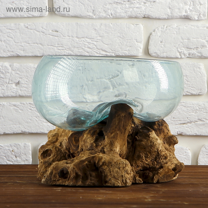 Вазон стекло на дереве  Вазон стекло на дереве "Забота" 20х25х25 см, МИКС